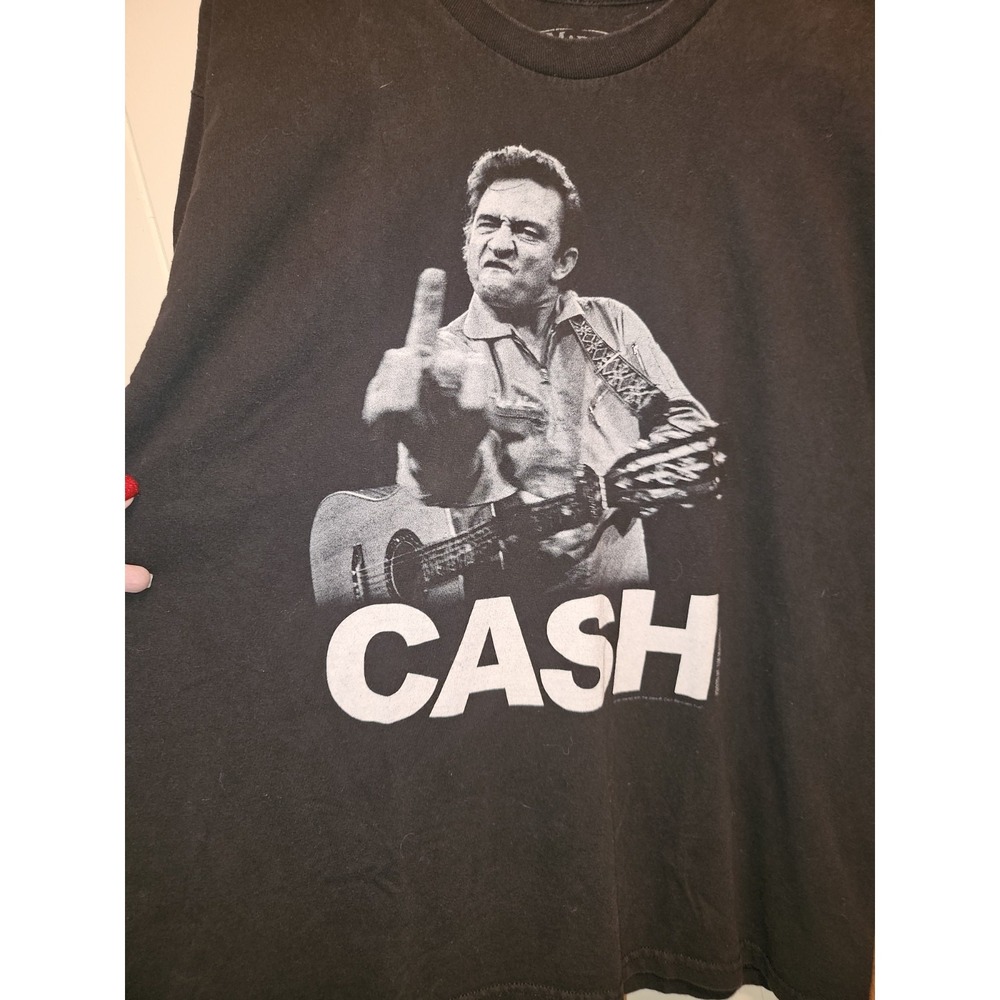 Johnny Cash Gives The Finger T Shirt Black Sz XL